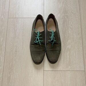 Cole Haan Olive Loafers with Teal Laces